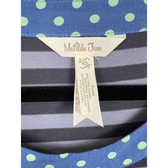 Matilda Jane Lets Get Lost Tunic XS Polka Dot Striped Roll Tab Scoop Neck Casual - Picture 2 of 7